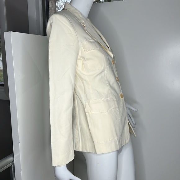 MaxMara Sz 6/40 Cream 100% Cotton Fitted Blazer Made in Italy - Picture 6 of 9
